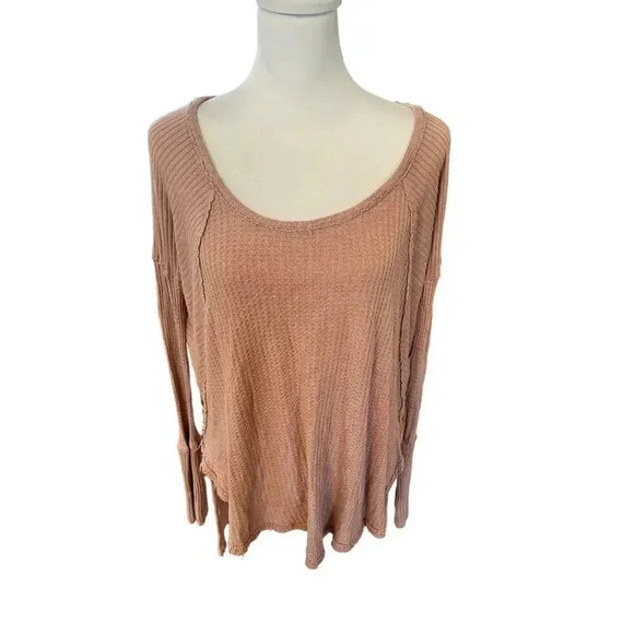 free people ventura long sleeve waffle knit boho top size M - Picture 7 of 8